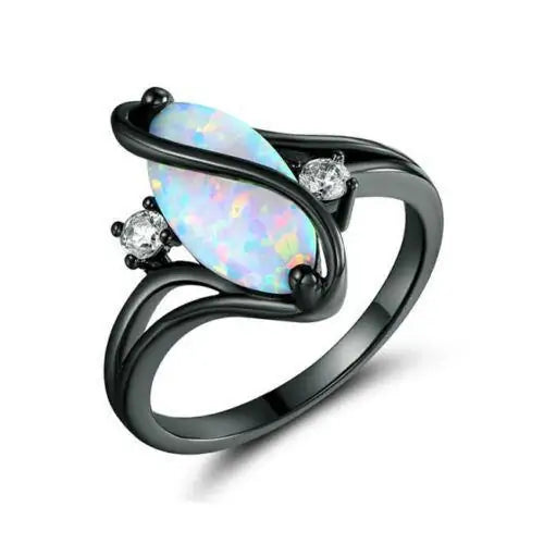 Opal & Diamond 3 Stone Ring