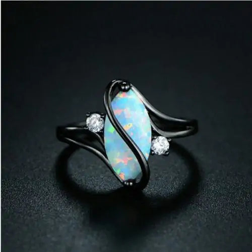 Opal & Diamond 3 Stone Ring